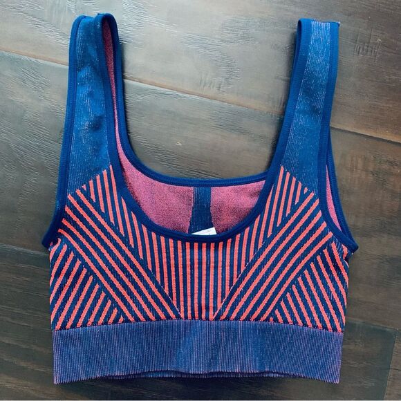 RARE Fabletics Pacific Blue/Hot Orange Ribbed Seamless Low Impact Sports Bra XS - Picture 7 of 8